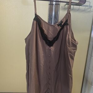 Torrid Mauve Satin Slip Dress with Black Lace